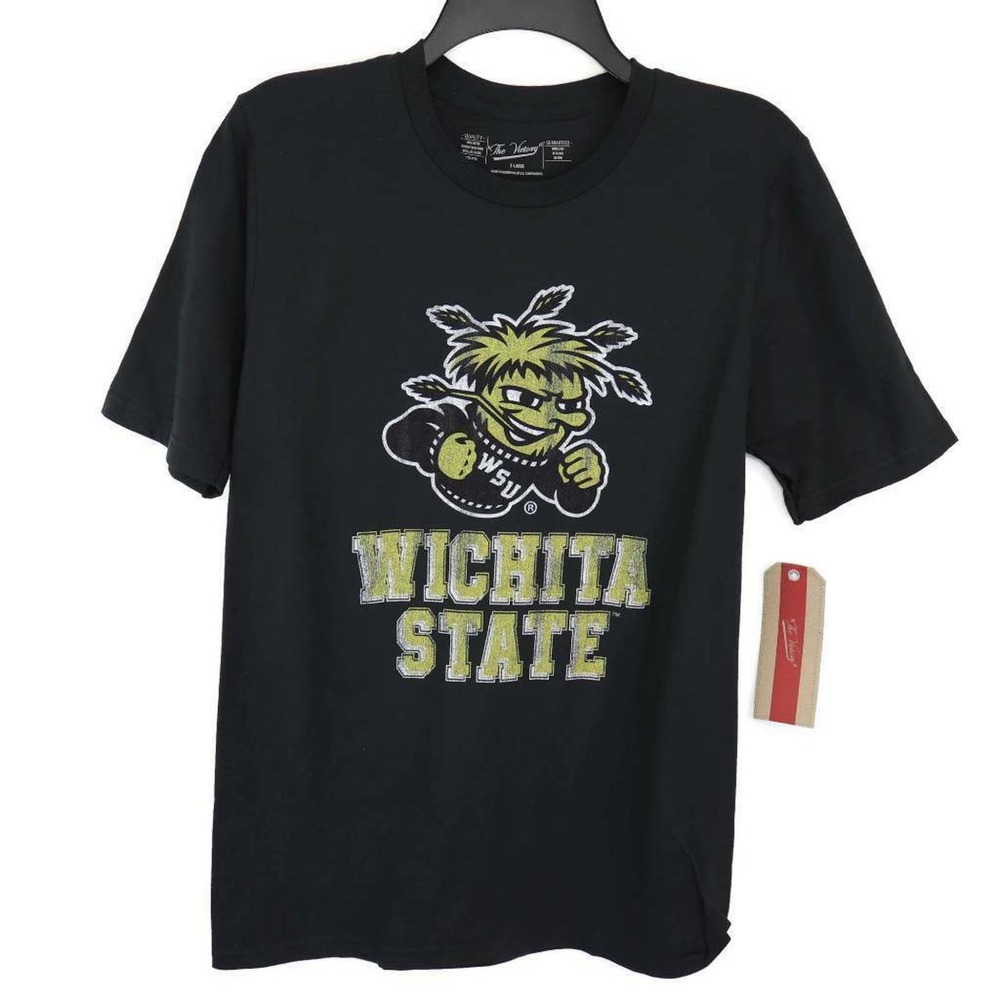 Wichita State Unisex Youth The Victory T-Shirt Black Yellow Short Sleeve XL New